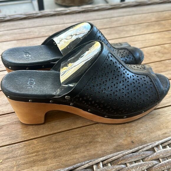 Ugg Australia Ansel Black Leather Clogs 10 NWOT - Picture 3 of 10